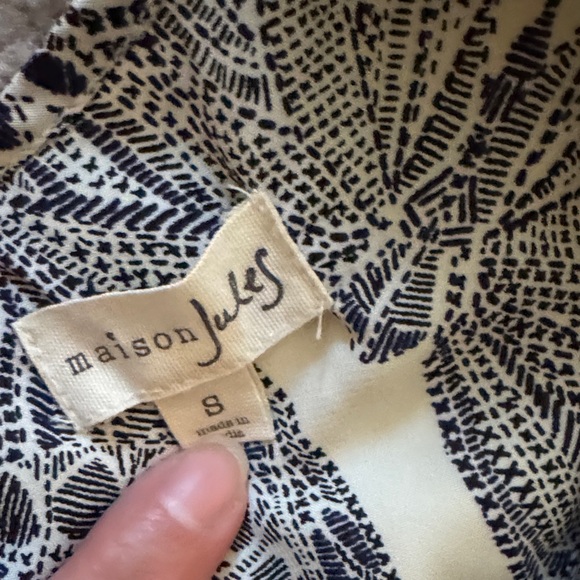 Maison Jules Blue and White Leaf Pattern Dress - Picture 2 of 2